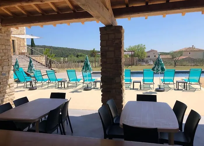 Mas Piralet Ardeche En Pierre Piscine 6*12 Pool House Equipe فندق Le Garn